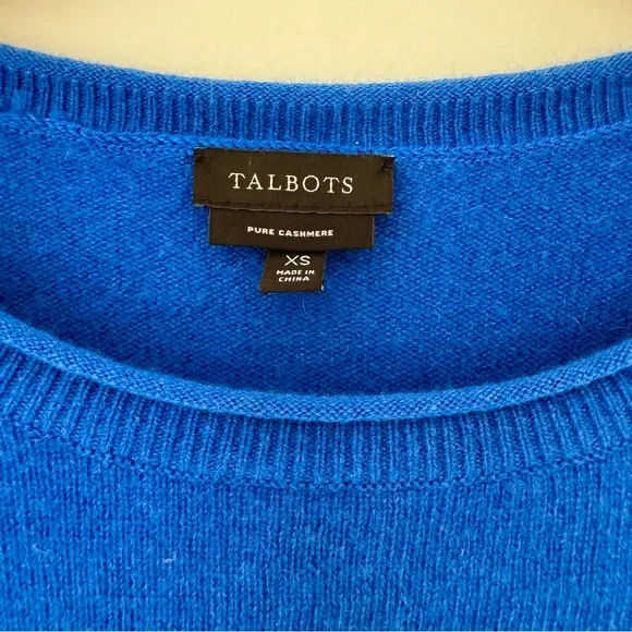 100% Cashmere Crewneck Sweater in Royal Blue by Talbots, Size XS, Like New - Picture 5 of 12